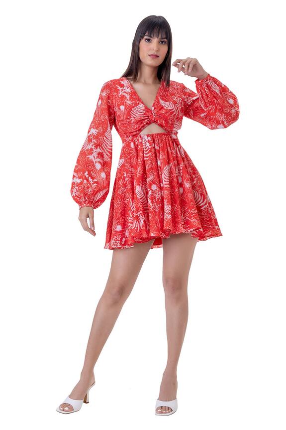 Gaya Floral Print Cut Out Dress