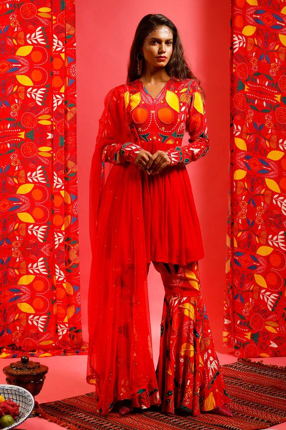 Shristi Chetani Printed Kurta Sharara Set