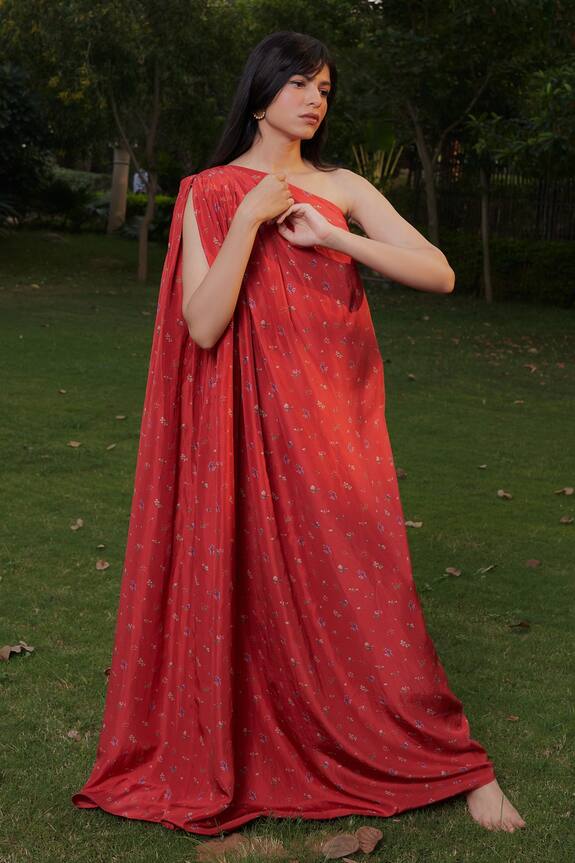 Ode To Odd Printed One Shoulder Neck Dress
