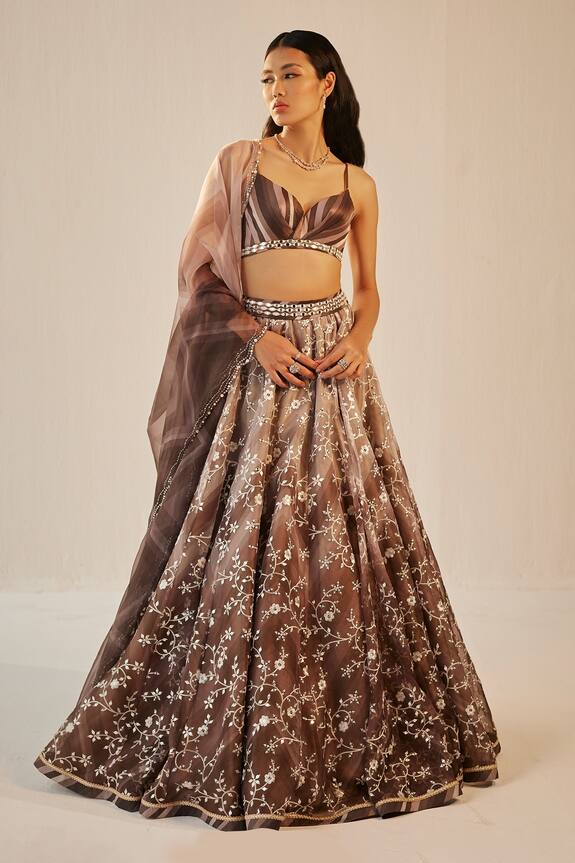 Cedar & Pine Chevron Print Lehenga Set