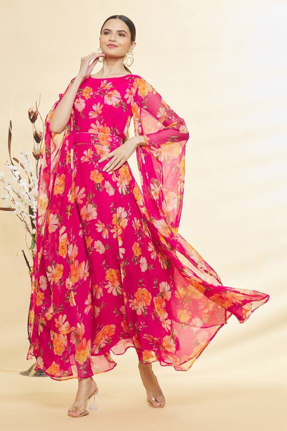 Samyukta Singhania Floral Print Kaftan Sleeve Dress