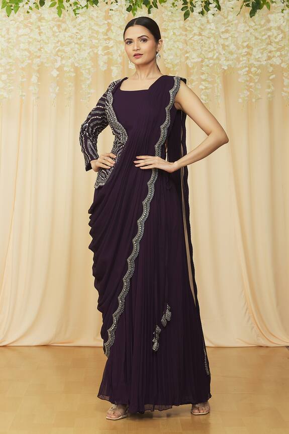 Khwaab by Sanjana Lakhani Scalloped Saree With Asymmetric Choli