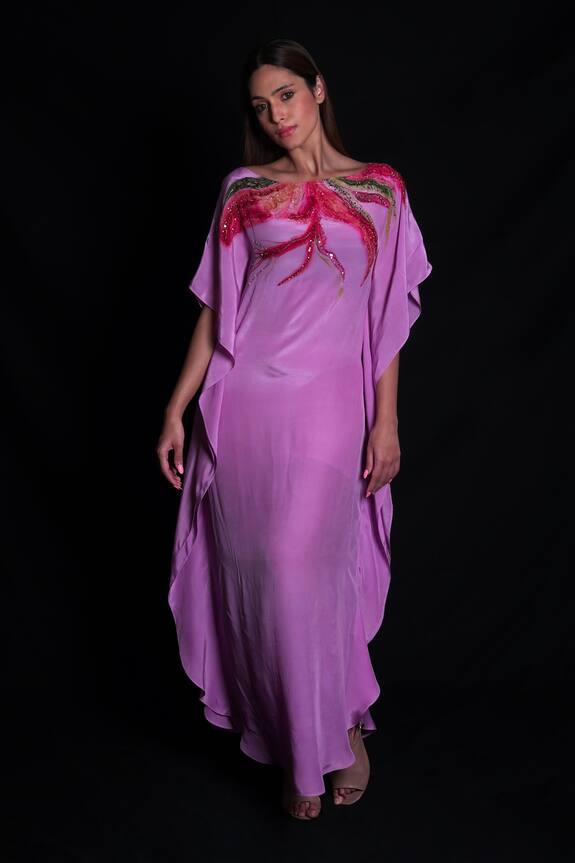 Seesa Leaf Applique Work Kaftan