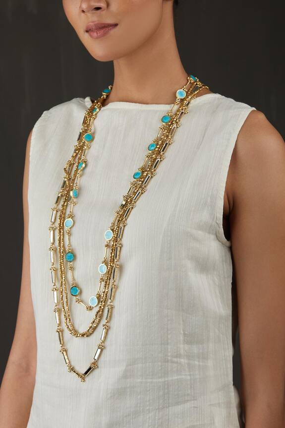 House Of Tuhina Mirror Enamel Multi Layer Necklace