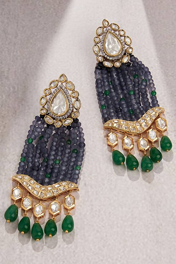 joules by radhika Agate Beads Embellished Dangler Earrings