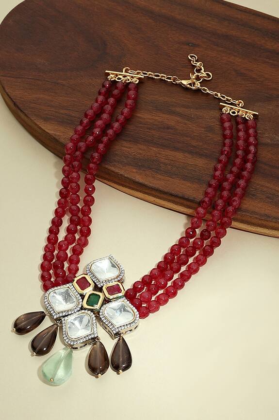 joules by radhika Beads Embellished Polki Necklace
