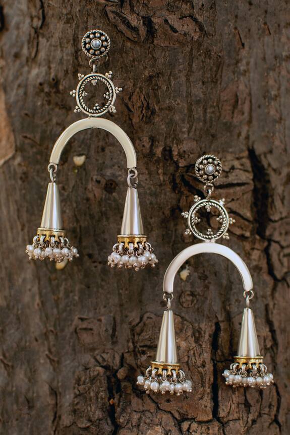Neeta Boochra Arc Pearl Embellished Earrings
