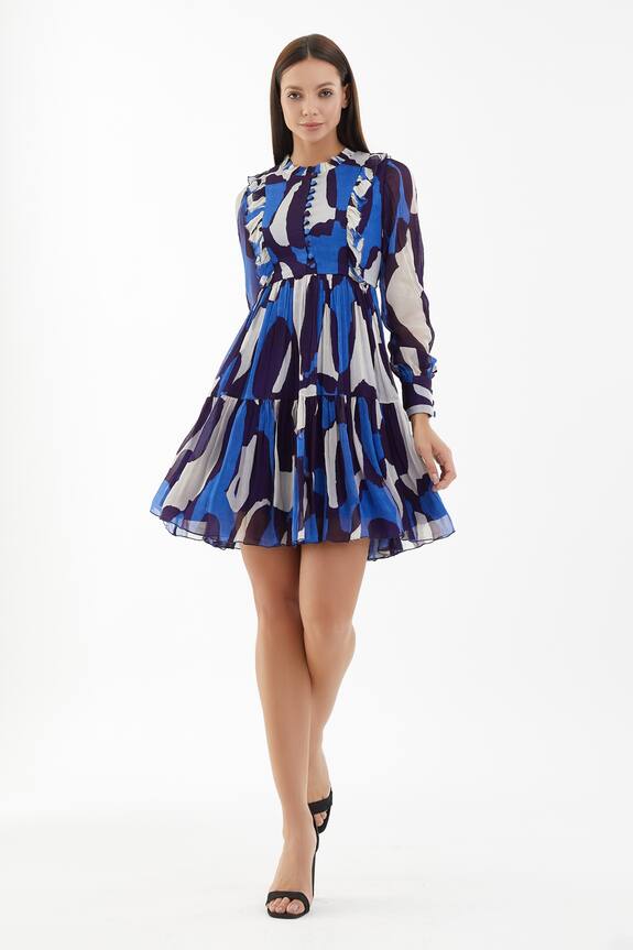 KoAi Abstract Pattern Tiered Dress