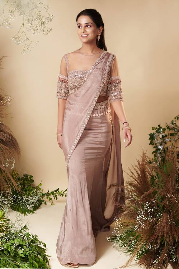 Reeti Arneja Aurora Saree With Embroidered Blouse