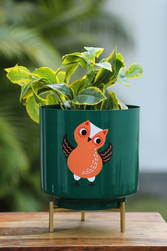 Amoli Concepts Owl Motif Hand Painted Planter