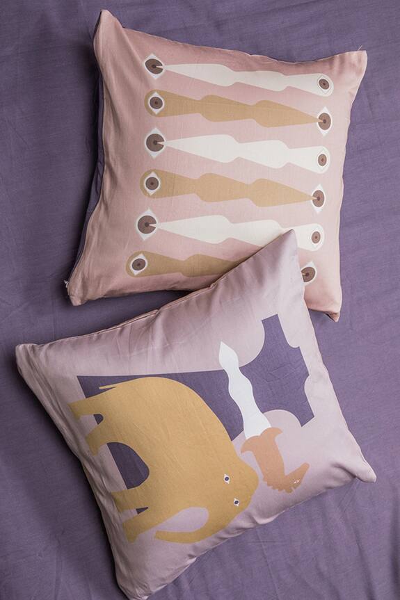 Kyoona The Basharat Animal & Eye Print Cushion Covers - Set of 2