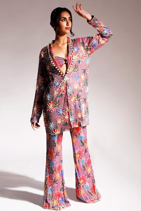 Nitya Bajaj Floral Print Blazer & Pant Set