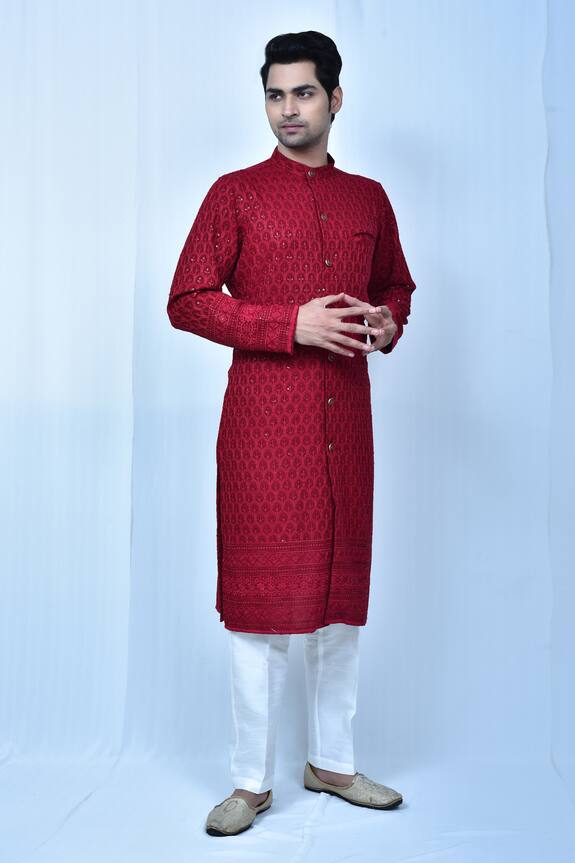 Samyukta Singhania Full Sleeve Embroidered Straight Kurta Set