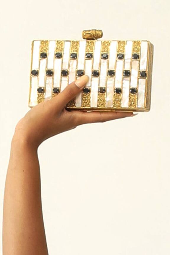 Handle Those Bags Mother Of Pearl Embellished Clutch