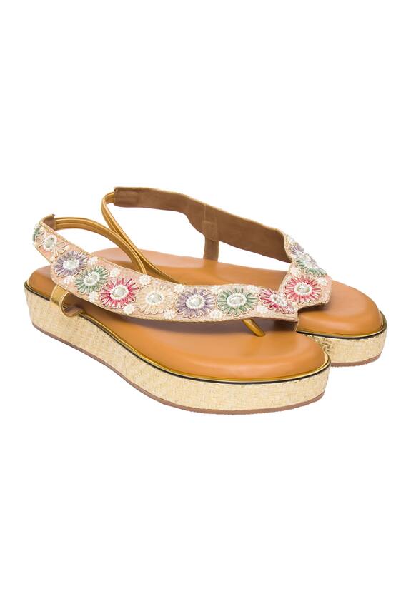 Kkarma Foram Embroidered Platform Heels