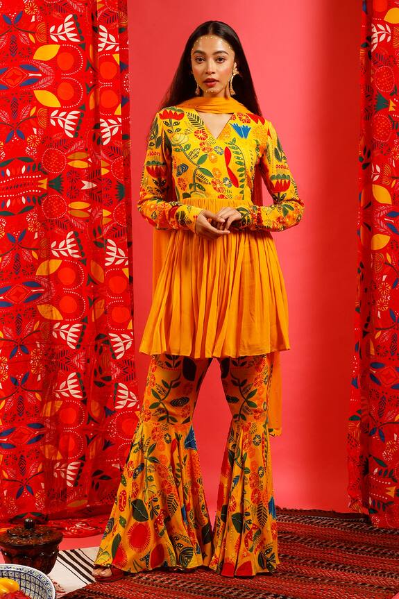 Shristi Chetani Floral Print Kurta Sharara Set