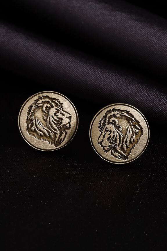 Cosa Nostraa Lion Carved Brass Cufflinks