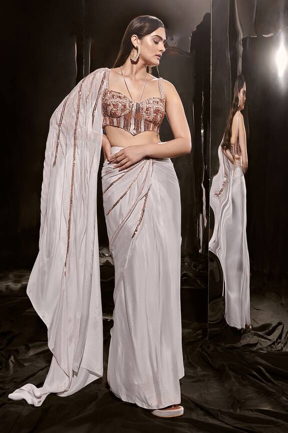 Masumi Mewawalla Sequin Embellished Skirt With Corset Blouse