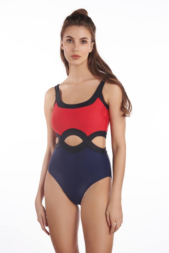 Kai Resortwear Color Block Waist Cutout Swimsuit