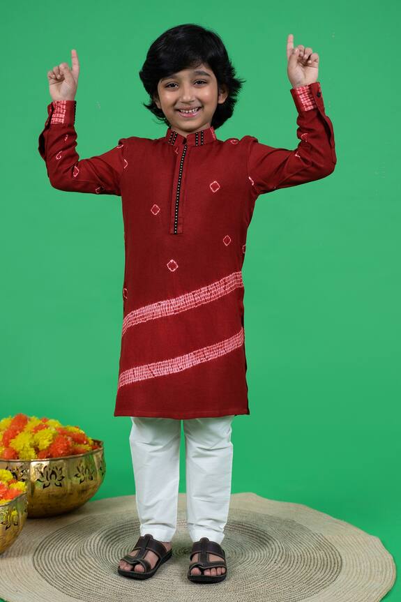Little Boys Closet by Gunjan Khanijou Tie-Dyed Kurta & Pyjama Set