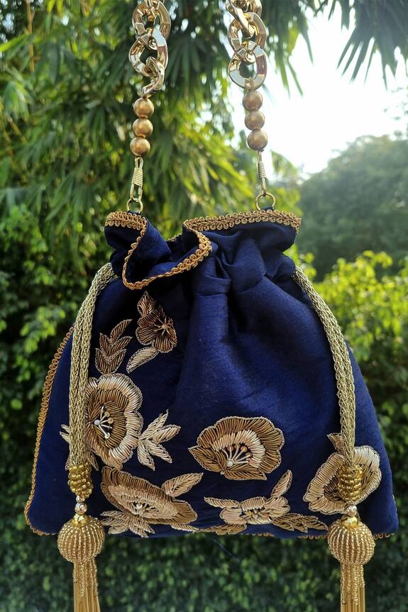 A Clutch Story Zardozi Floral Embroidered Potli