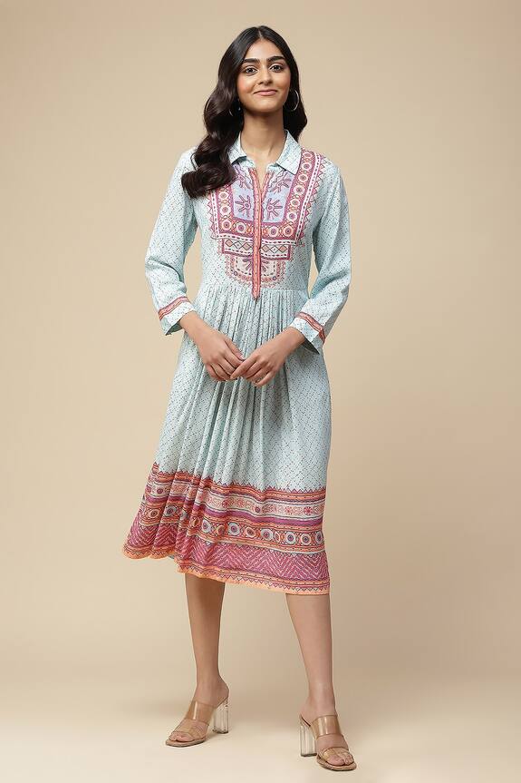 Aarke Ritu Kumar Geometric & Floral Print Midi Dress