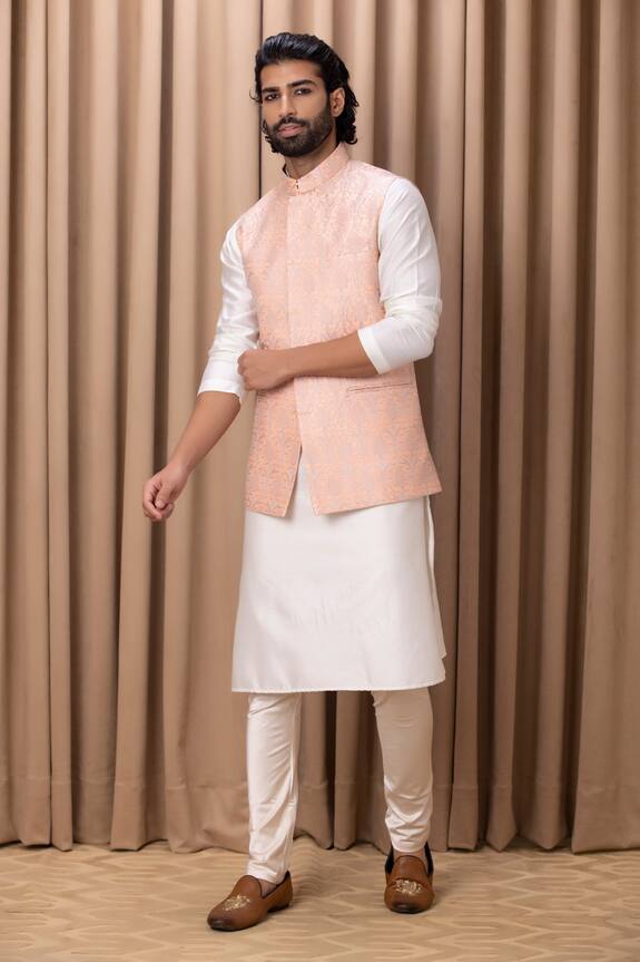 Ankit V Kapoor Fahad Embroidered Cotton Silk Nehru Jacket