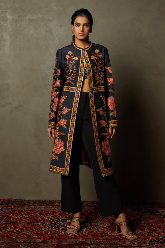 RI.Ritu Kumar Wild Flower Floral Embroidered Coat