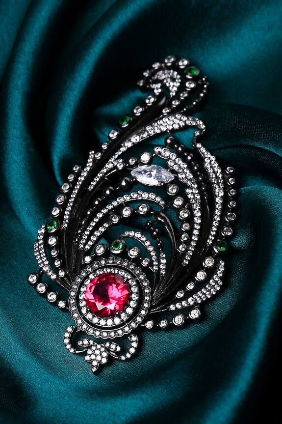 Cosa Nostraa Paisley Stone Embellished Brooch