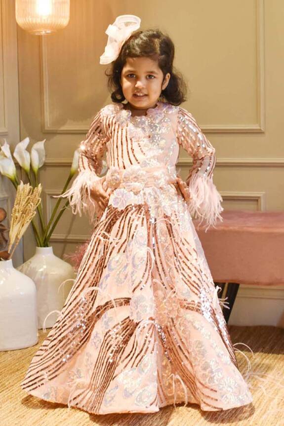 FAYON KIDS Sequin Embellished Gown