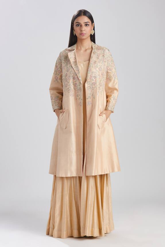 Megha Bansal Gulmohar Badami Coat & Anarkali Set 