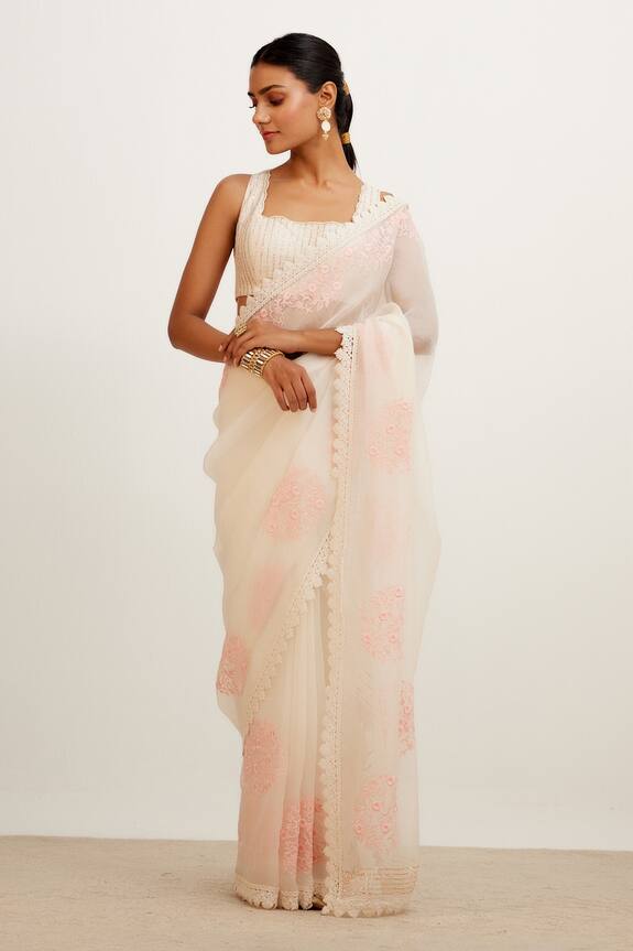 Devnaagri Silk Organza Saree With Embroidered Blouse