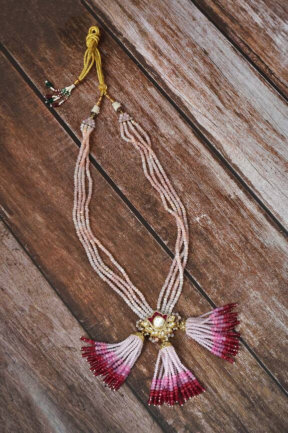 Kohar By Kanika Beaded Tassel Drop Long Necklace