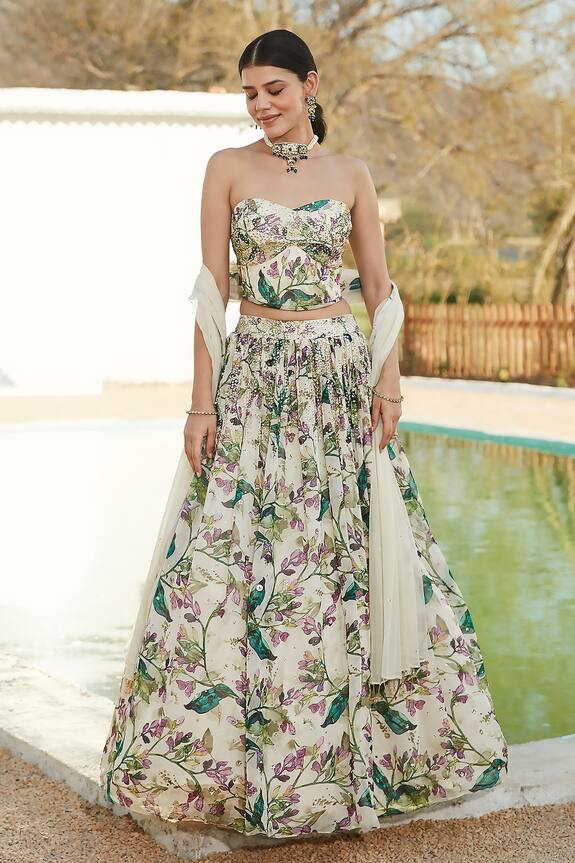 Basanti - Kapde Aur Koffee Botanical Print Lehenga Blouse Set