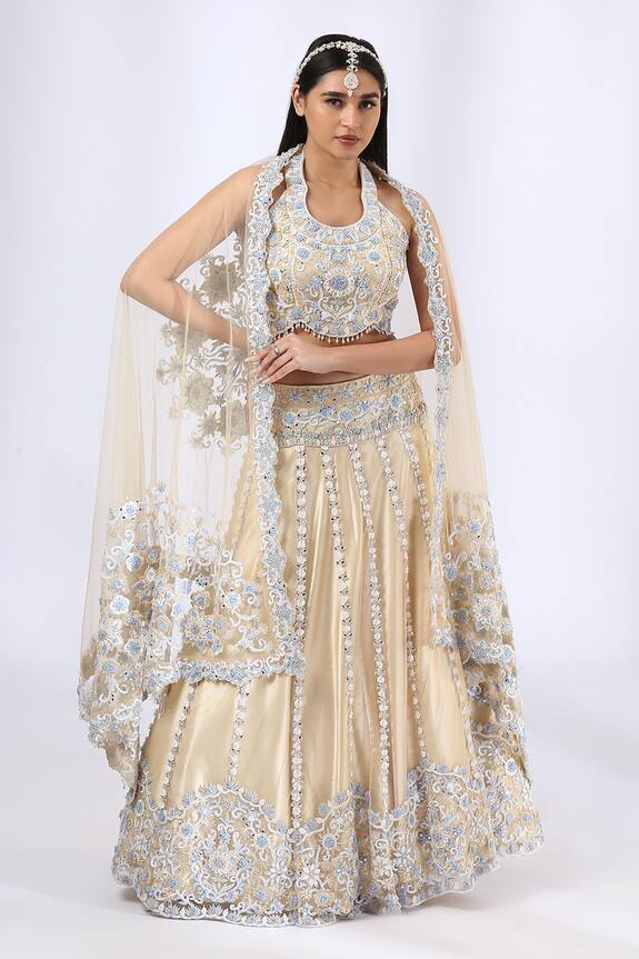 Neha Gursahani 3D Floral Embroidered Lehenga Set