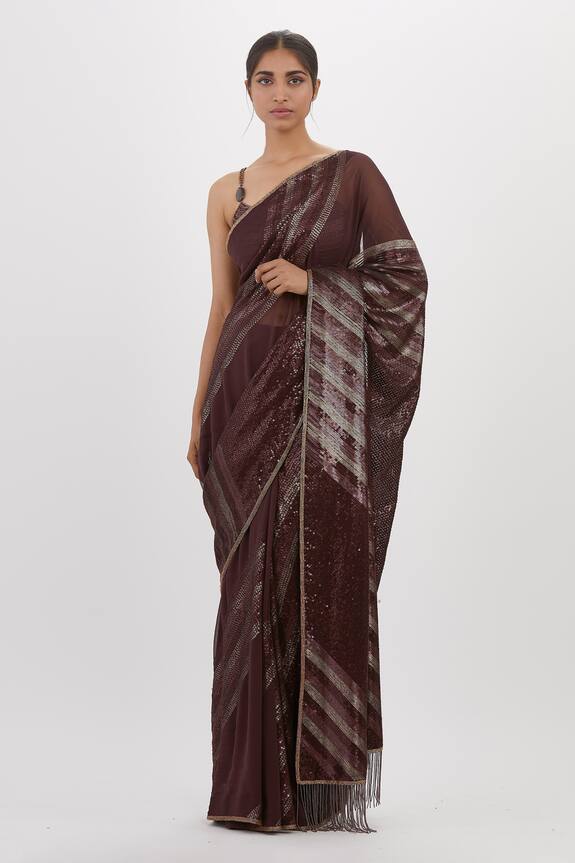 Nakul Sen Chiffon Sequin Work Saree With Blouse