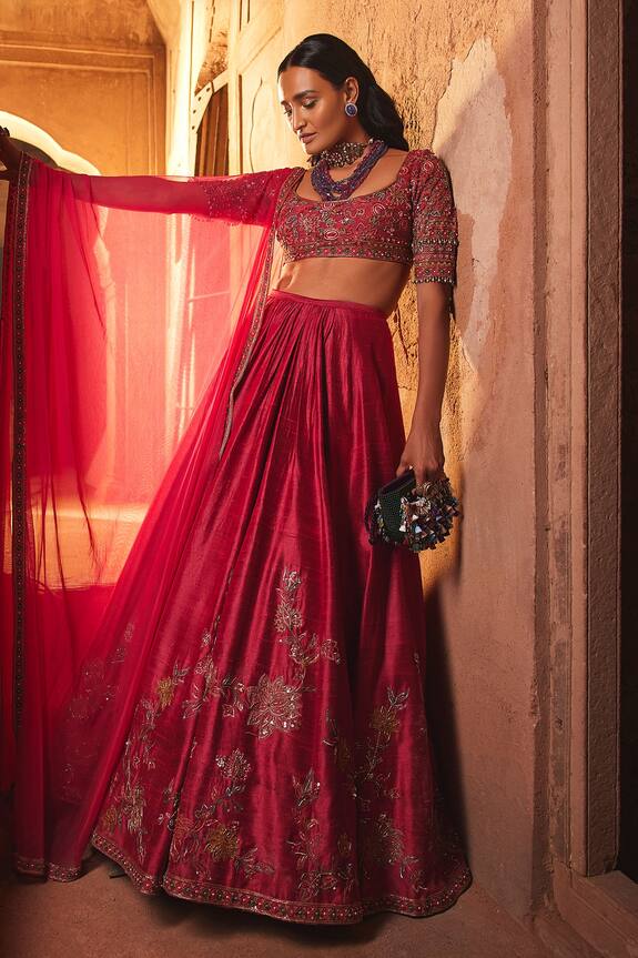 Ridhi Mehra Zuhr Floral Bloom Embroidered Lehenga Set