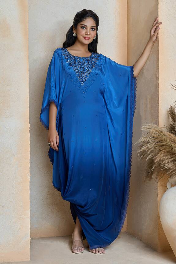 Ariyana Couture Geometric Embroidered Draped Tunic