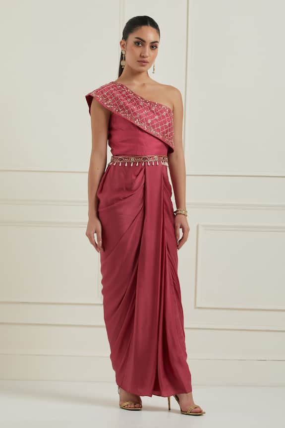 Label Nitisha Embroidered Draped Saree Gown