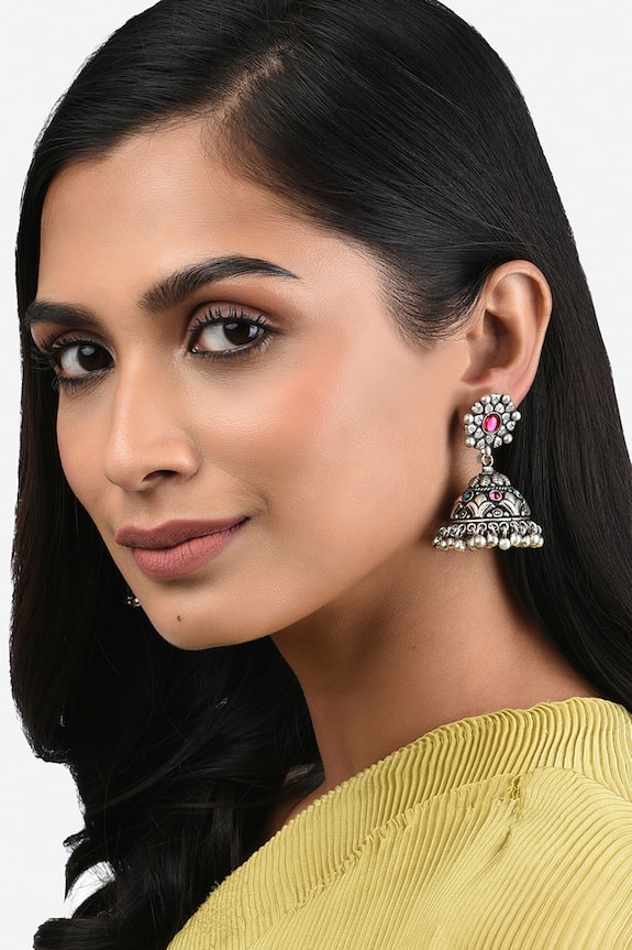 Ahaanya Agate Stone Embellished Jhumkas