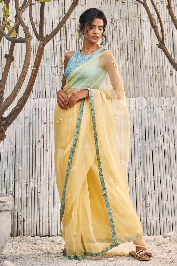 Charkhee Embellished Saree With Embroidered Blouse