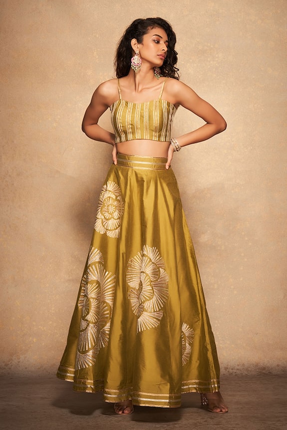 Gulabo by Abu Sandeep Pure Chanderi Silk Gota Embellished Skirt
