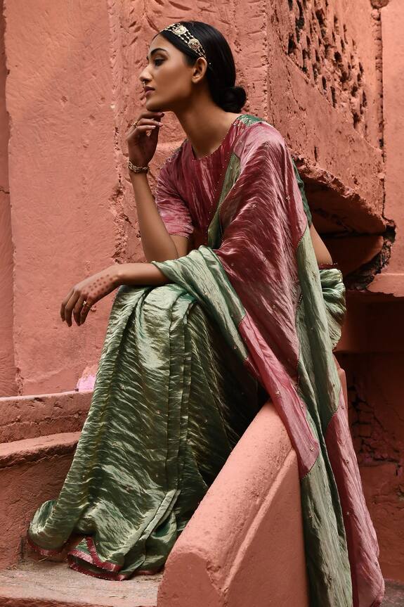 Deepthee Metallic Saree With Blouse