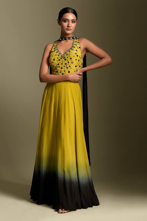 Two Sisters By Gyans Ombre Anarkali With Band Dupatta