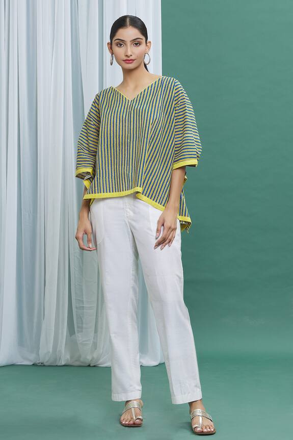 Silkwaves Striped Printed Kaftan Top