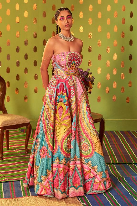 Siddhartha Bansal 3D Embroidered Bandeau Gown