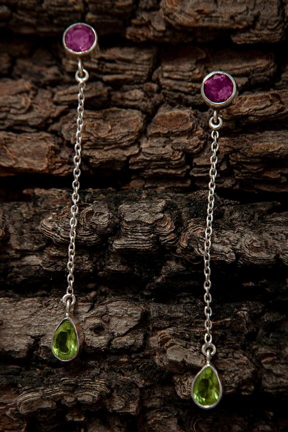 Neeta Boochra Gemstone Embellished Chain Earrings