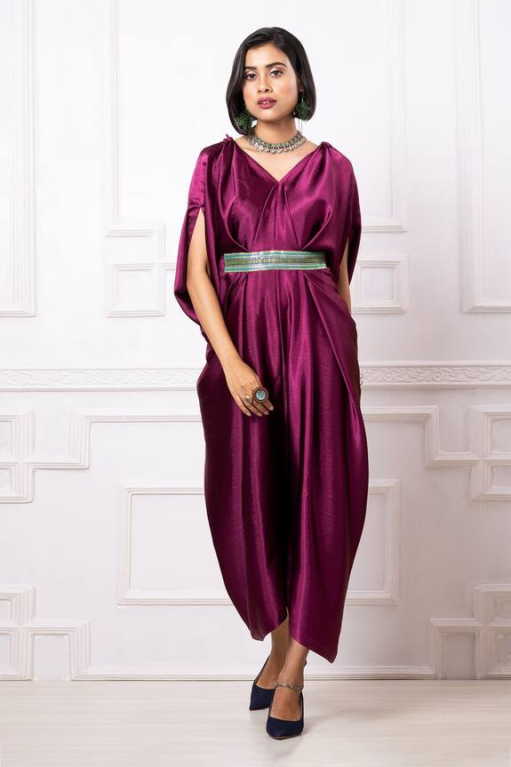 Megha Garg V-Neck Draped Kaftan Jumpsuit
