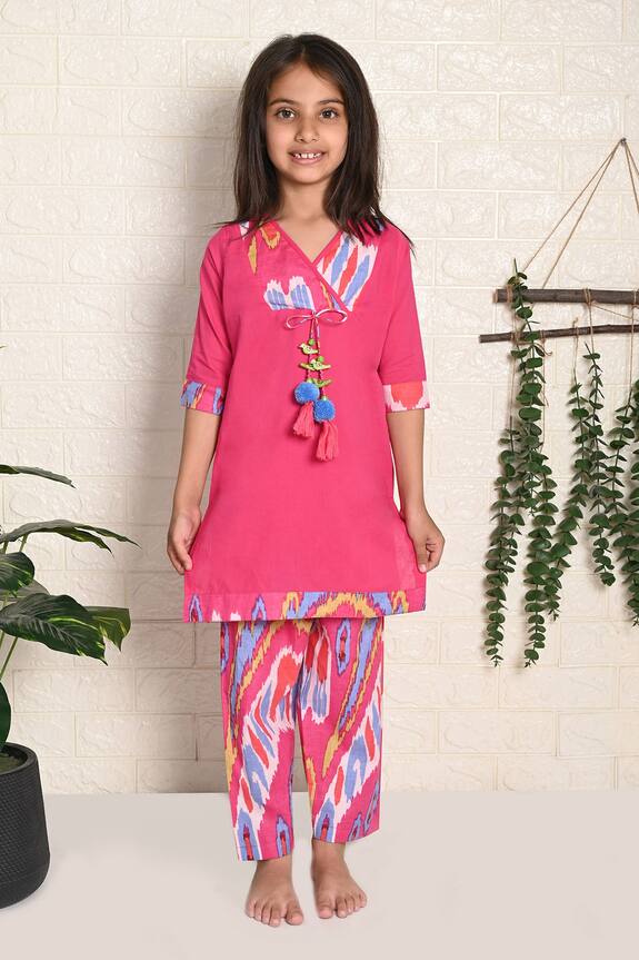 The Cotton Staple Pumpkin Kurta With ikat Print Pant 