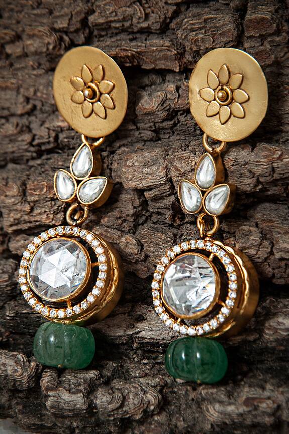 Neeta Boochra Moissanite Embellished Drop Earrings